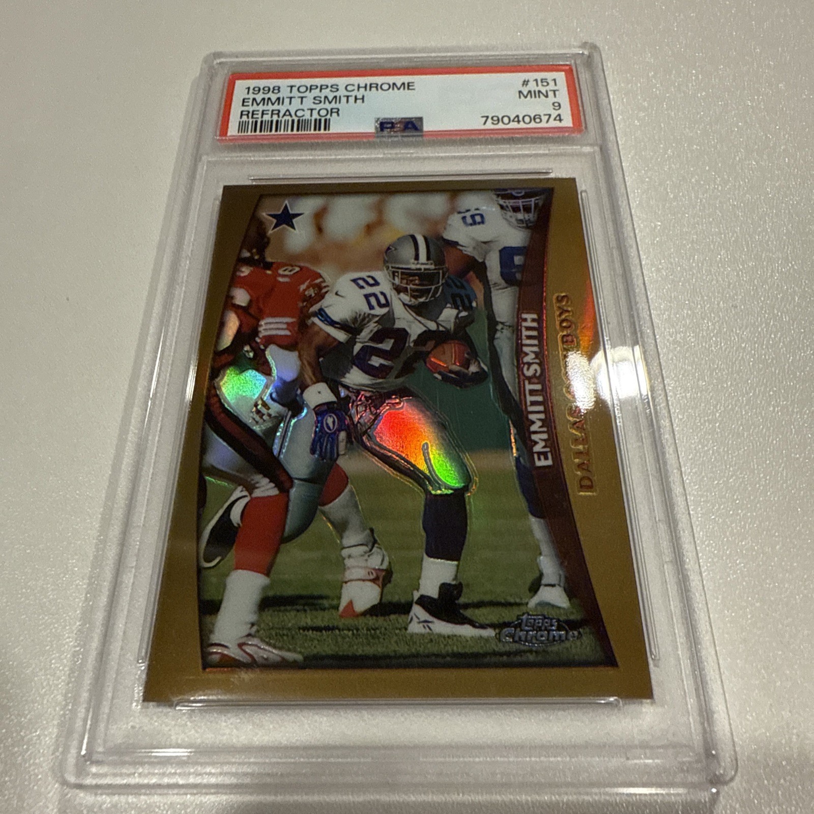 1998 EMMITT SMITH Topps Chrome Refractor #151 PSA 9 MINT
