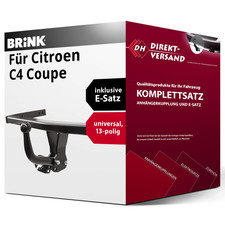 Anhängerkupplung starr + E-Satz 13pol universell für Citroen C4 Coupe 04-06 neu