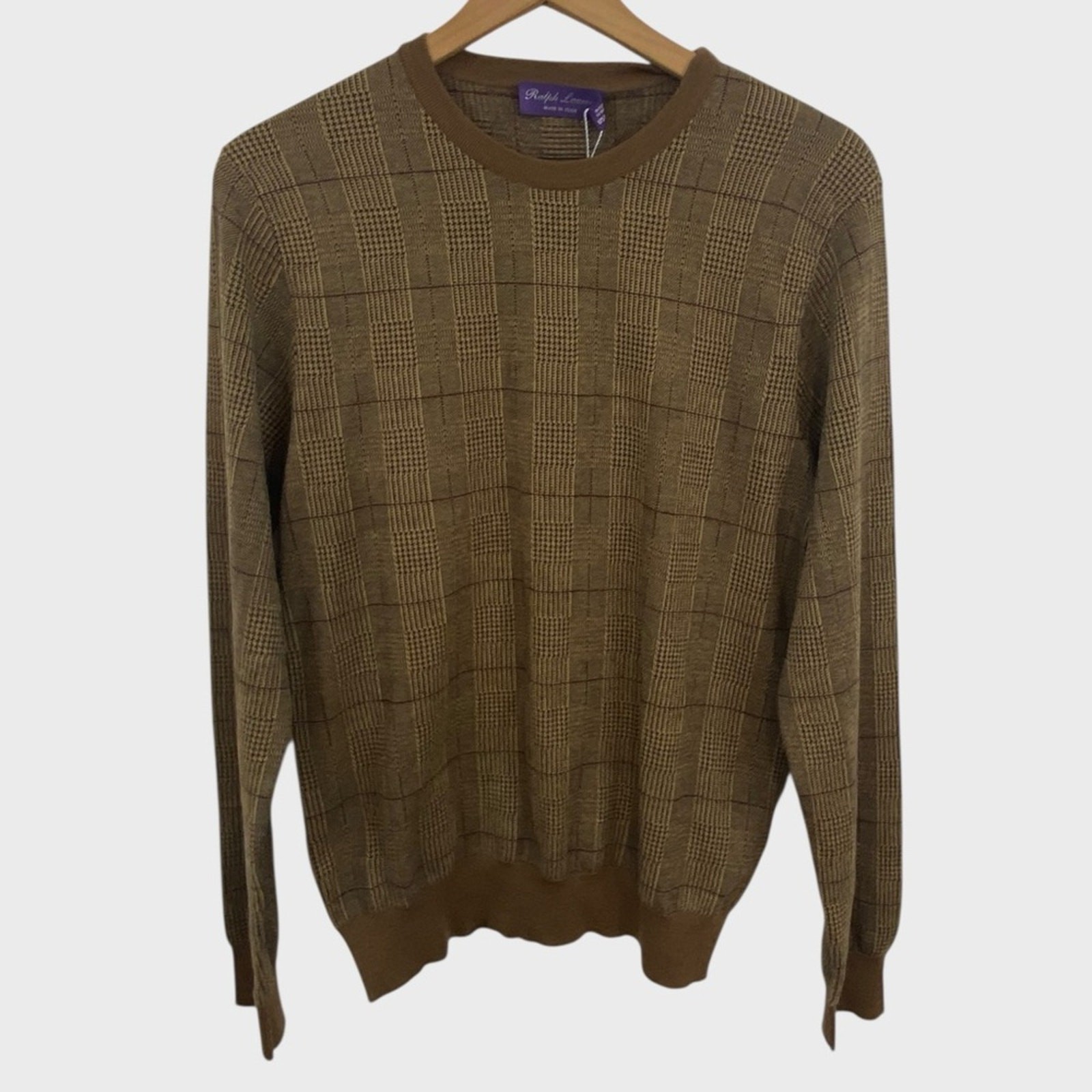 Ralph Lauren Purple Label NWT $1495 Brown Glen Plaid Wool Blend Sweater Size M image 10