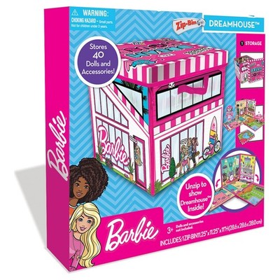 Barbie Traumhaus ZipBin & Spielmatte für 40 Puppen und Zubehör Puppenspielset