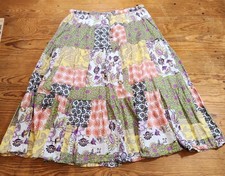 VTG Y2K Patchwork Maxi Skirt Tiered Boho Hippie Festival Cottagecore Fairy Sz M