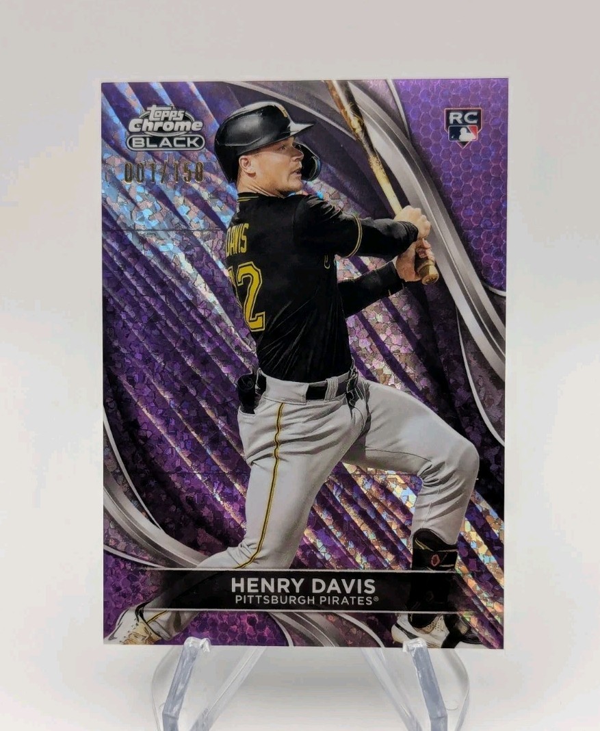 Henry Davis 2024 Topps Chrome Black #41 Purple Mini Diamond RC #d 1/150 Pirates