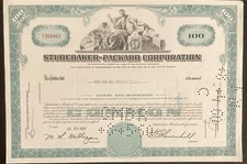 Studebaker-Packard Corporation 100 Shares Common Stock Certificate
