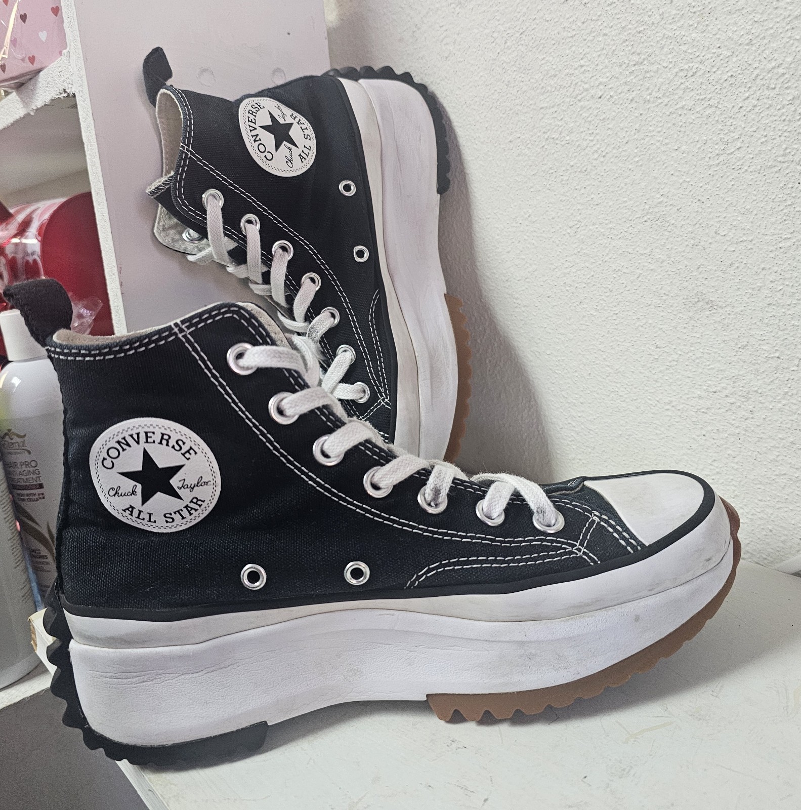 Converse Run Star Hike Black Canvas Shoes Sneakers 166800C Womens Size 7 men 5.5