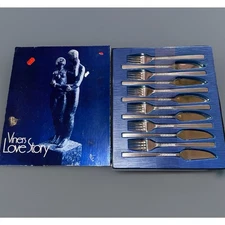 VINERS LOVE STORY SHEFFIELD 6 Pairs Fisheaters Forks Cutlery Vintage w/Box