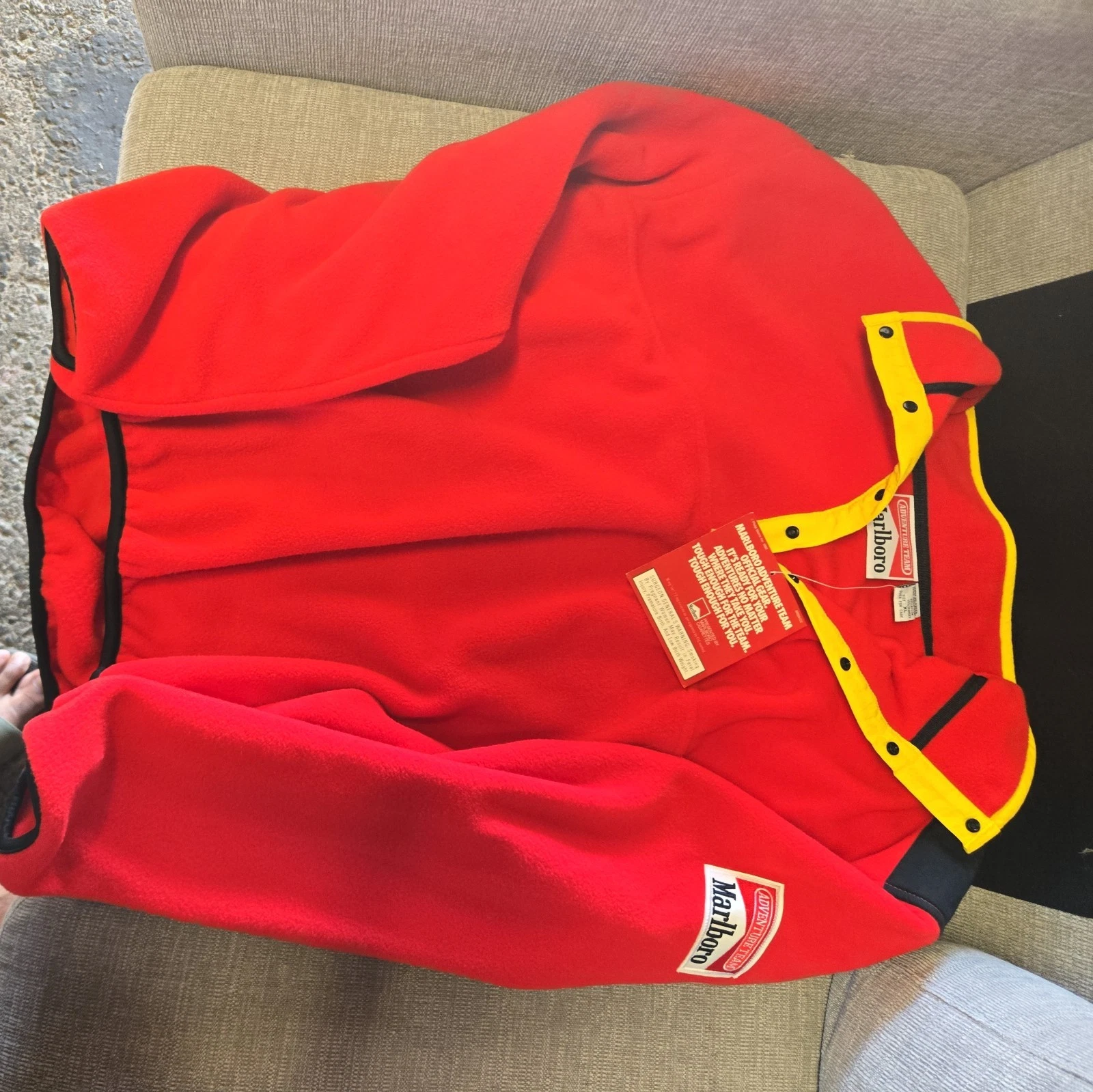 Vintage 1992 Marlboro Adventure Team Mens XL Red Fleece Pullover Jacket NWT image 1
