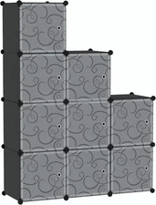 C&AHOME Cube Storage Organizer with Doors, 9-Cube Shelves, 9-Cube, Black