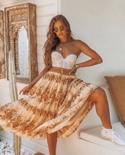 Spell & the Gypsy Coco Lei Midi Skirt Size Extra Large Caramel Long Floral XL