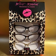 Betsey Johnson 3 Pack 1.50 Cat Eye Reading Glasses Black Tortoise Leopard