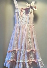 Preview of BABY The Stars Shine Bright Floral JSK Pink Cotton Lolita Dress Free Size Used