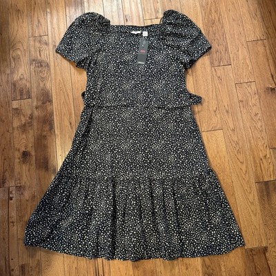 Levi's Black & White Floral Print Tiered Mini Dress Size XL NWT