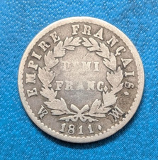 Frankreich 1811 Silber Demi Franc - Marseille Mint I/2 Franc - 68.874 gepr&auml;gt V selten