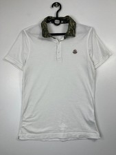 Moncler Slim Fit Polo Shirt White Camo Collar Logo Patch Mens Size S