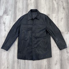 J Crew Genuine Leather Jacket Men Size M Black Heavy Lined Biker Moto Preppy