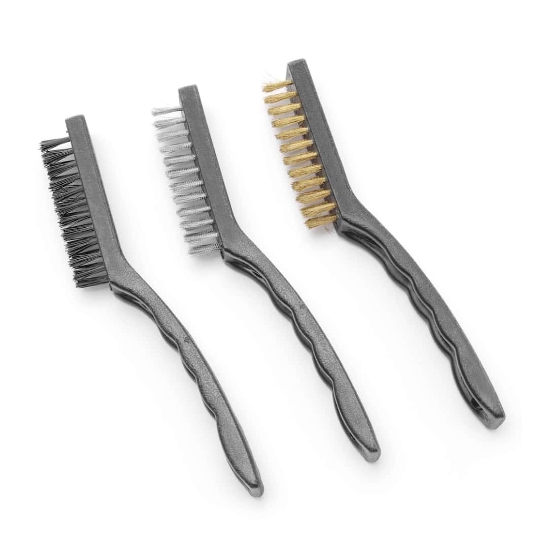 Set Of 3 Narrow Metal Grill Brushes 23 Cm - Hendi