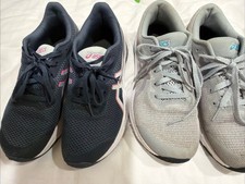 Lot 2 ASICS GT-1000 Girls Sz 5 5.5Y Blue Gray Athletic Running Shoes Sneakers