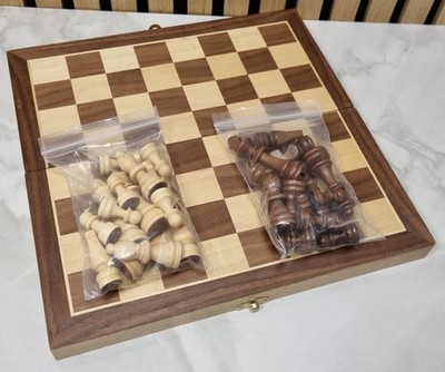 Hot Games 3 in 1 Holz Spielekassette Schach Backgammon Dame Set Klappbar