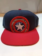 Marvel Captain America Shield 3D Embroidered Snapback Hat OSFM Navy/Red