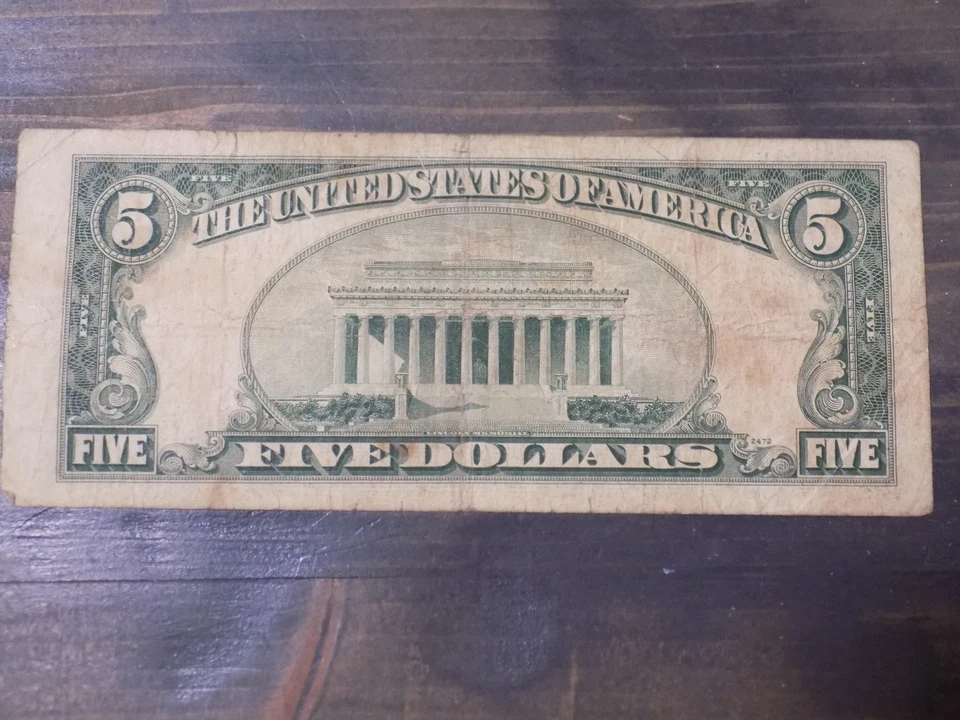 1953 B Series Red Seal United States Note 5 Dollar Bill - Image 4 of 4