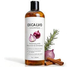 EXCALVO Shampoo With Rosemary Oil, Red Onion, Cinnamon, Prevent Hair Loss 200ml