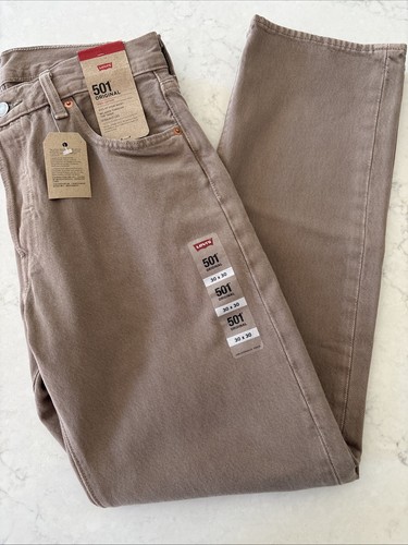 Levi's 501 Mens 30x30 Straight Leg Button Fly Light Brown Denim Jeans Cotton New
