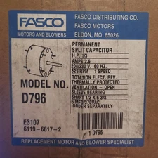 ~Discount HVAC~ B50 - FS-D796 - Fasco - Permanent Split Capacitor Motor
