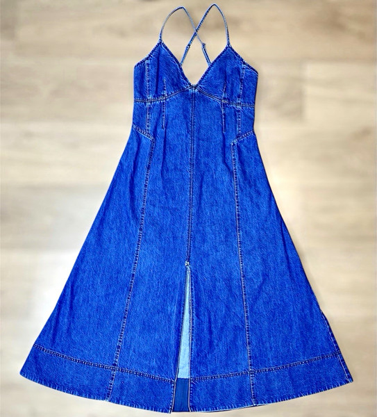 Rent the Runway Tanya Taylor Blue Denim Maxi Dress Long Size 8