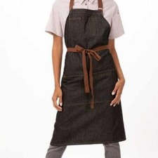 Chef Works Memphis Denim Bib Apron Urban Collection Black NWT Adjustable Pockets