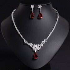 Wedding Bridal Swarovski crystal Jewelry Set Zirconia Necklace Earrings Set