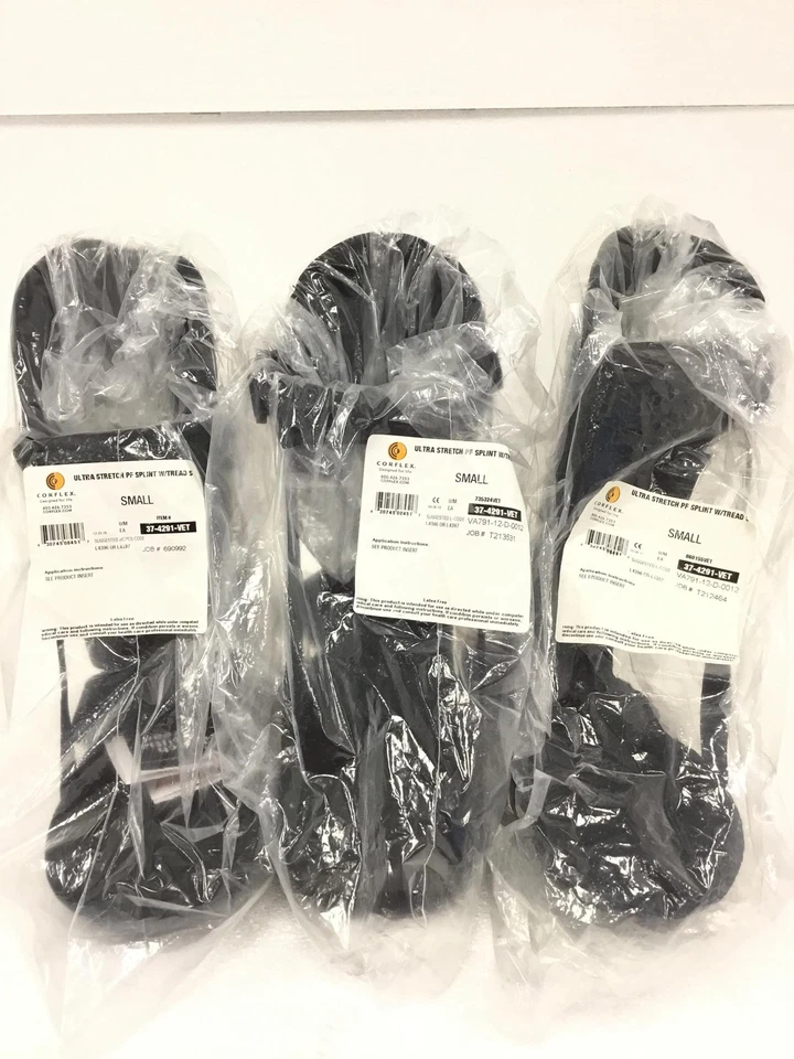 Lot Of 3 Corflex Code 37-4291-Vet Ultra Stretch Pf Splint W-Tread Small Black - Image 2 of 4
