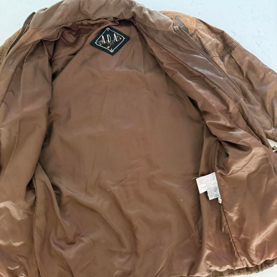 Statement Patchwork Brown Leather Jacket Oversize… - image 5