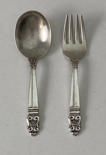 International Silver Royal Danish Sterling Baby Spoon & Fork Set