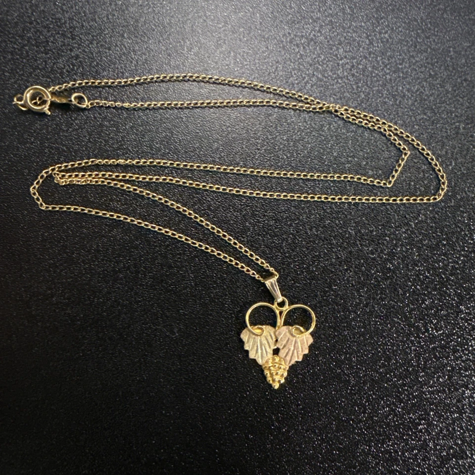 Black Hills Gold 10K Pendant Necklace with Leaves and Grapes Design - Image 2 of 4