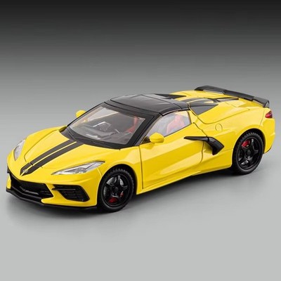 1:22 Corvette Stingray Coupe C8 Diecast Model Car w/ Sound Light Pull-Back Toy