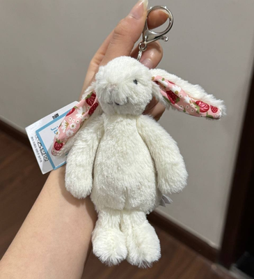 Jellycat Blossom Cream Bunny Berry Plush Keychain Stuffed Bag