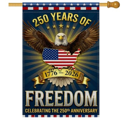 250th Anniversary Garden Flag, 28x40 Inch Double Sided Eagle Design for Patri...