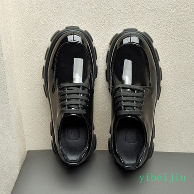 Men's 100% Shiny Real Leather Platform Thick Sole Derby Shoes Formal Party Dress