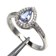 925 Sterling Silver 4 x 6 MM. Blue Tanzanite Cubic Zirconia Ring Size 6.75