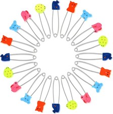 30 pcs Baby Safety Diaper Pin with Plastic Head Animal Pattern 2.4 Inch Secure