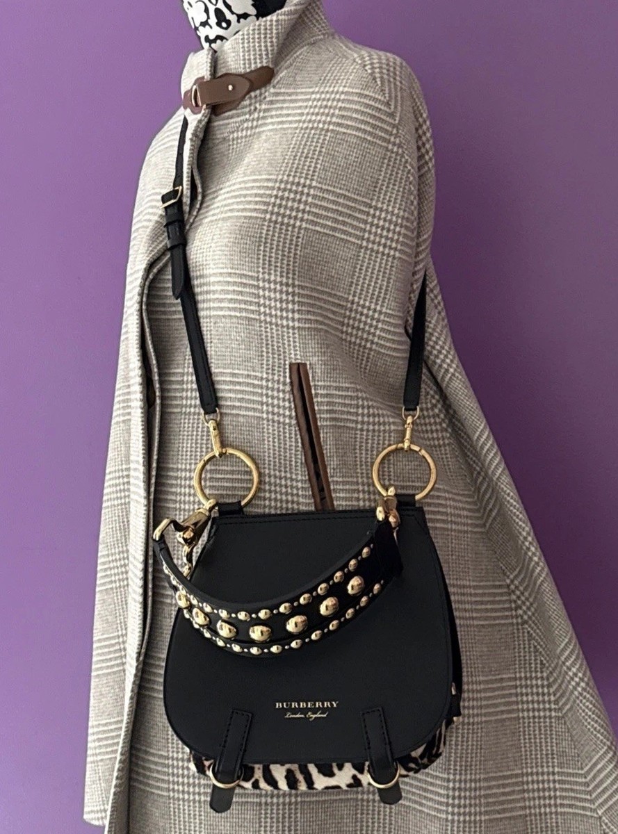 Burberry London handbag black Leather Studded Zebra Bridle Bag
