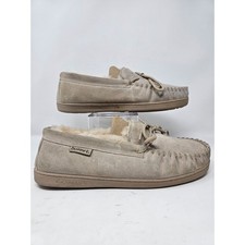 Bearpaw Moccasin Slippers Tan Suede Fur Lined Slip On Women Size 13