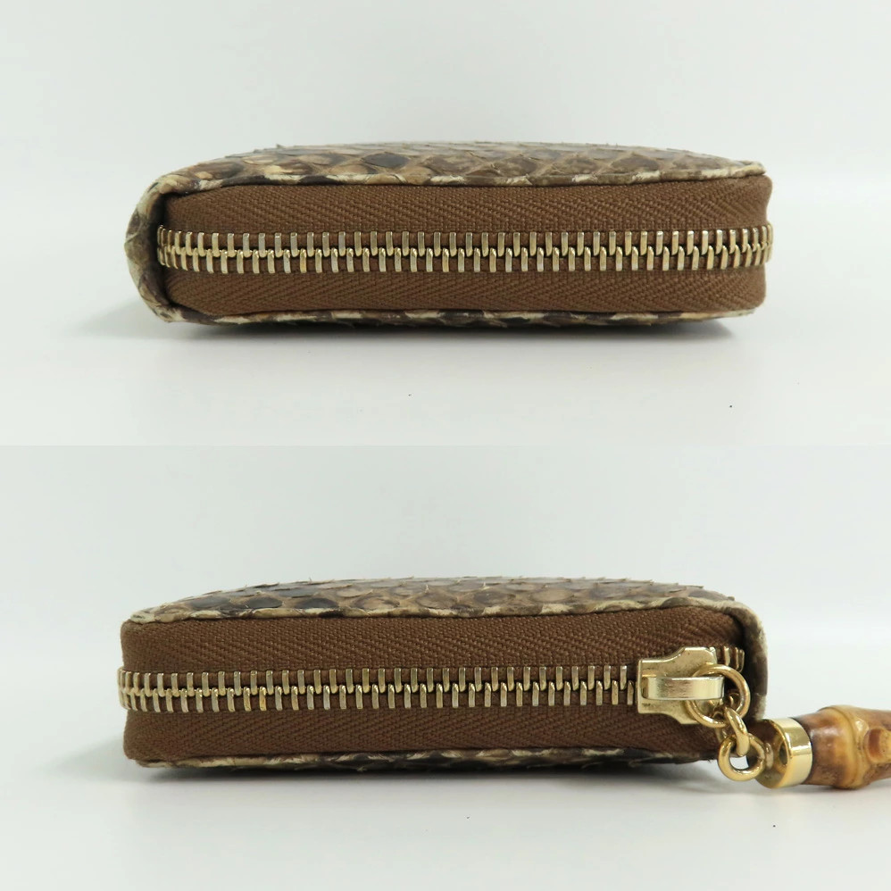 Gucci 307984 Python Brown Leather Tassel Coin Pur… - image 4