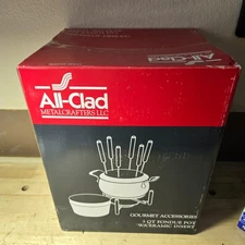 All-Clad 3 Qt Fondue Pot Set New Ceramic Insert Heavy NEW