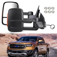 Pair Extendable Towing Mirrors Black For Ford Ranger 2012-On W/ Indicators A1