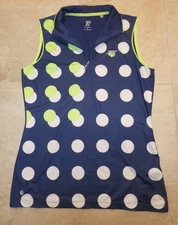 EP Sport women's polka dot print 1/4-zip sleeveless golf shirt Sz S