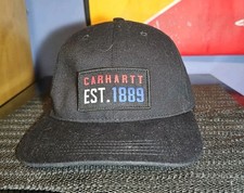 Official Carhartt Branded Black Adjustable  Baseball Cap Hat with Logo Patch GUC