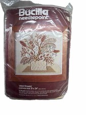 VTG 1970s BUCILLA DRIED FLOWERS Large PICTURE 3D Needlepoint KIT-4941 NOS Retro