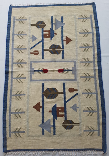 Vintage Handmade Traditional Pictorial Floral Kilim Floor Rug Carpet 168x108 cm