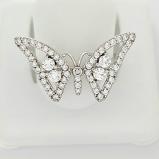 Solid 925 Sterling Silver Sparkly Butterfly Ring 3 Dimensional, Size 7