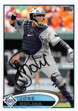 Jose Molina autographed baseball card (Tampa Bay Rays) 2012 Topps #366